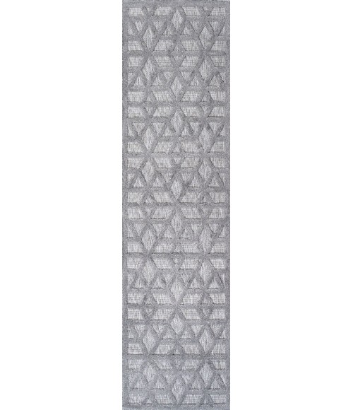 Talaia Neutral Geometric Light Gray 2 ft. x 8 ft. Indoor/Outdoor Runner Rug