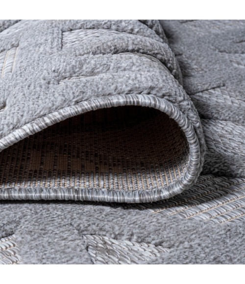 Talaia Neutral Geometric Light Gray 2 ft. x 8 ft. Indoor/Outdoor Runner Rug