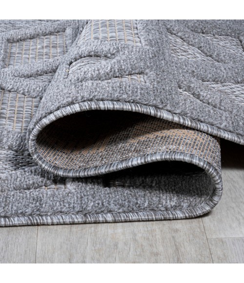 Talaia Neutral Geometric Light Gray 2 ft. x 8 ft. Indoor/Outdoor Runner Rug