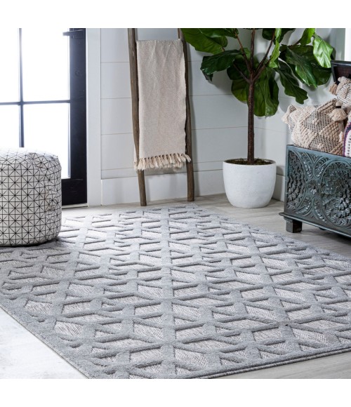 IBIZA Area Rug Talaia Neutral Geometric Light Gray 5 ft. x 8 ft. Indoor/Outdoor Area Rug