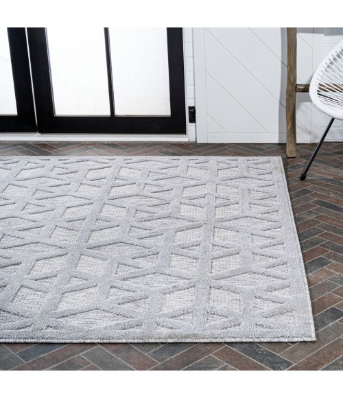IBIZA Area Rug Talaia Neutral Geometric Light Gray 5 ft. x 8 ft. Indoor/Outdoor Area Rug