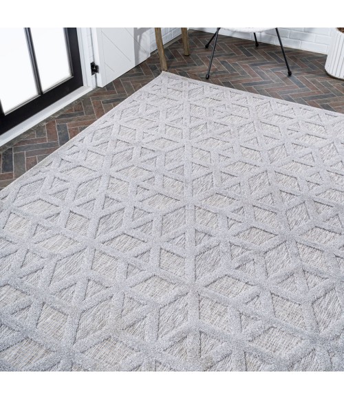IBIZA Area Rug Talaia Neutral Geometric Light Gray 5 ft. x 8 ft. Indoor/Outdoor Area Rug