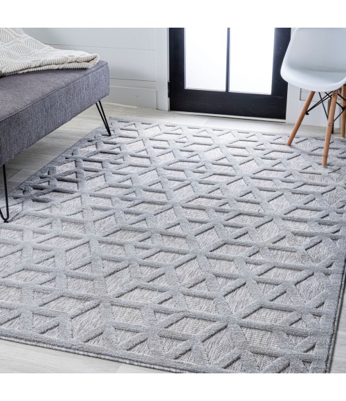 IBIZA Area Rug Talaia Neutral Geometric Light Gray 5 ft. x 8 ft. Indoor/Outdoor Area Rug