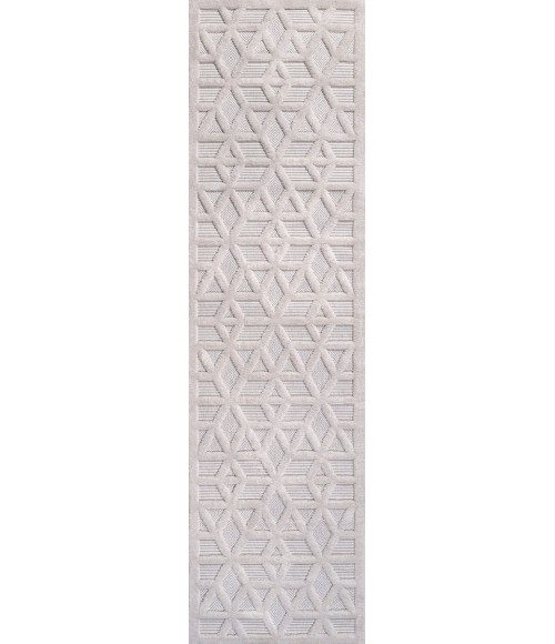 IBIZA Area Rug Talaia Neutral Geometric Ivory 2 ft. x 8 ft. Indoor/Outdoor Runner Rug