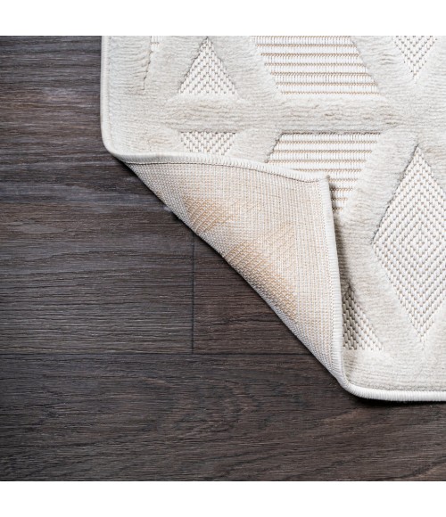 IBIZA Area Rug Talaia Neutral Geometric Ivory 5' Square Indoor/Outdoor Area Rug