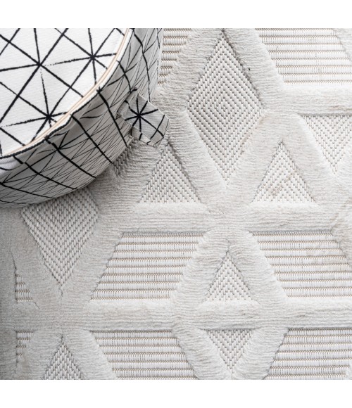 IBIZA Area Rug Talaia Neutral Geometric Ivory 5' Square Indoor/Outdoor Area Rug