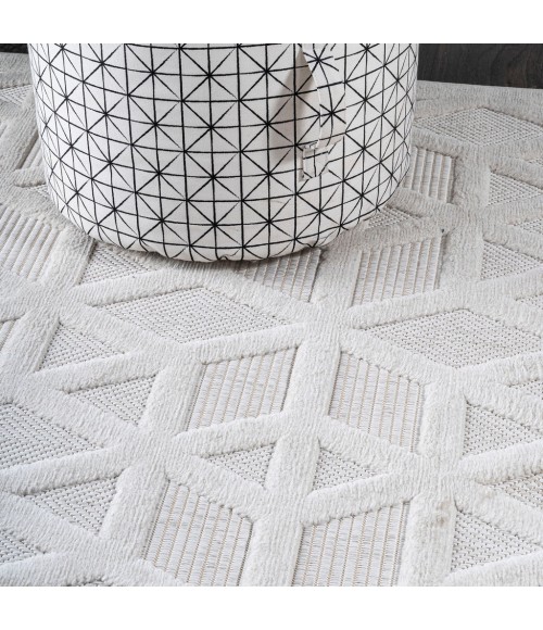 IBIZA Area Rug Talaia Neutral Geometric Ivory 5' Square Indoor/Outdoor Area Rug