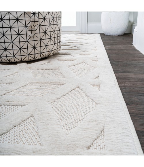 IBIZA Area Rug Talaia Neutral Geometric Ivory 5' Square Indoor/Outdoor Area Rug