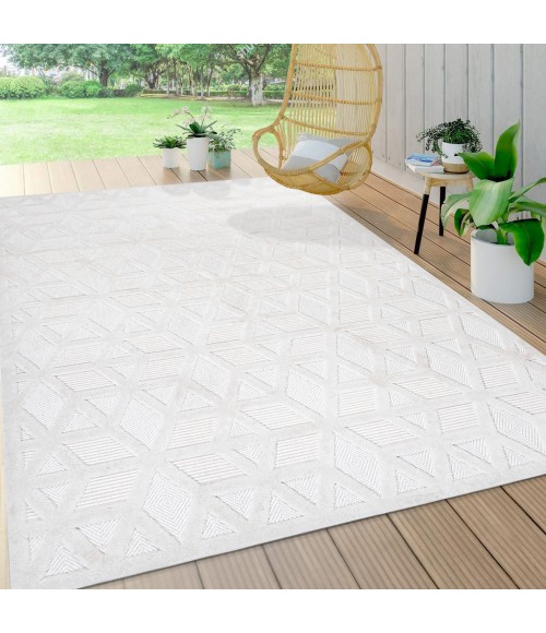 IBIZA Area Rug Talaia Neutral Geometric Ivory 4 ft. x 6 ft. Indoor/Outdoor Area Rug