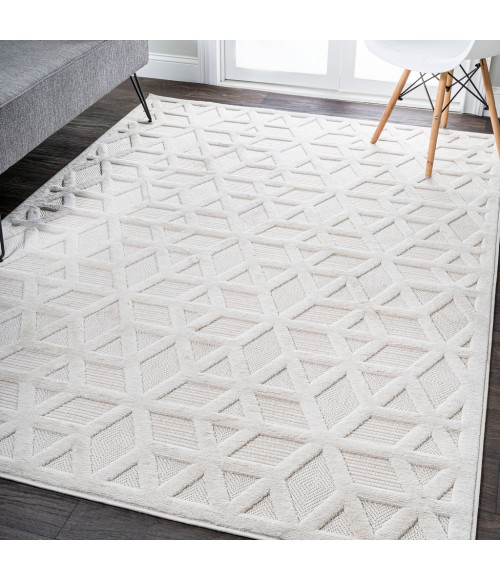 IBIZA Area Rug Talaia Neutral Geometric Ivory 4 ft. x 6 ft. Indoor/Outdoor Area Rug