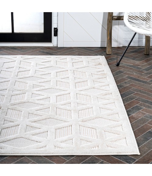 IBIZA Area Rug Talaia Neutral Geometric Ivory 4 ft. x 6 ft. Indoor/Outdoor Area Rug