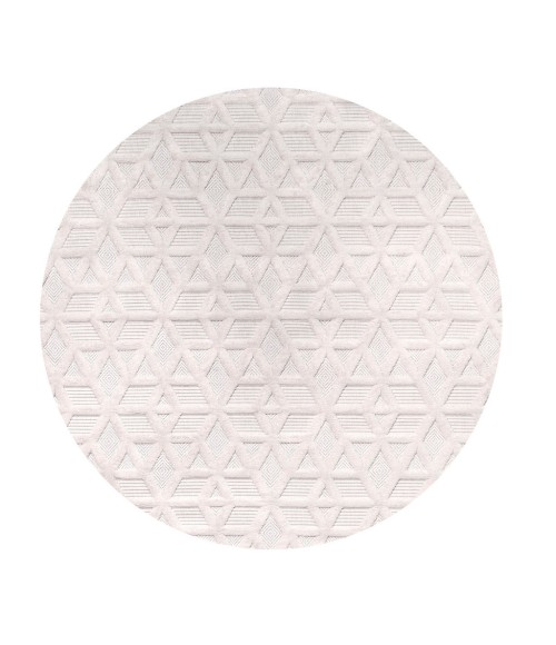 IBIZA Area Rug Talaia Neutral Geometric Ivory 5' Round Indoor/Outdoor Area Rug