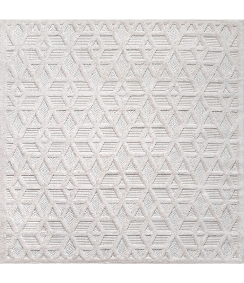IBIZA Area Rug Talaia Neutral Geometric Ivory 5' Square Indoor/Outdoor Area Rug