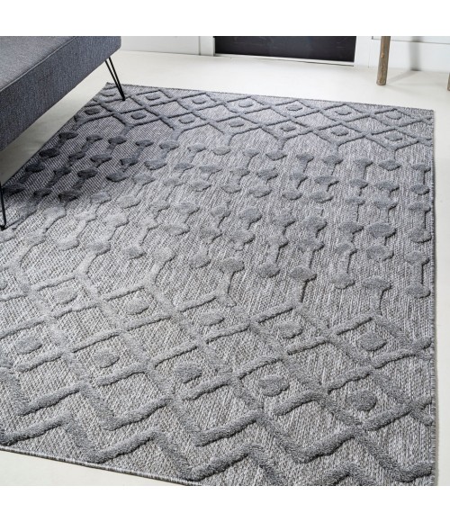 IBIZA Area Rug Peralta Moroccan Diamond Dark Gray 4 ft. x 6 ft. Indoor/Outdoor Area Rug