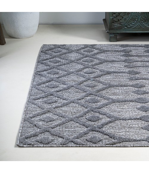 IBIZA Area Rug Peralta Moroccan Diamond Dark Gray 4 ft. x 6 ft. Indoor/Outdoor Area Rug