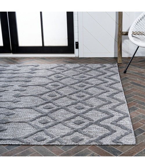 IBIZA Area Rug Peralta Moroccan Diamond Dark Gray 4 ft. x 6 ft. Indoor/Outdoor Area Rug