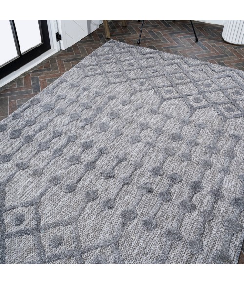 IBIZA Area Rug Peralta Moroccan Diamond Dark Gray 4 ft. x 6 ft. Indoor/Outdoor Area Rug