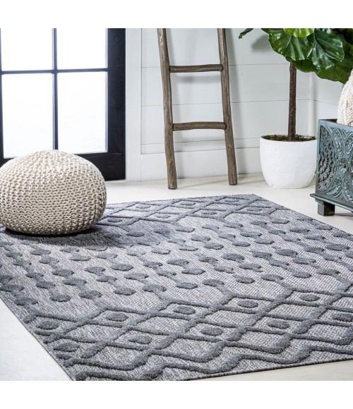 IBIZA Area Rug Peralta Moroccan Diamond Dark Gray 4 ft. x 6 ft. Indoor/Outdoor Area Rug