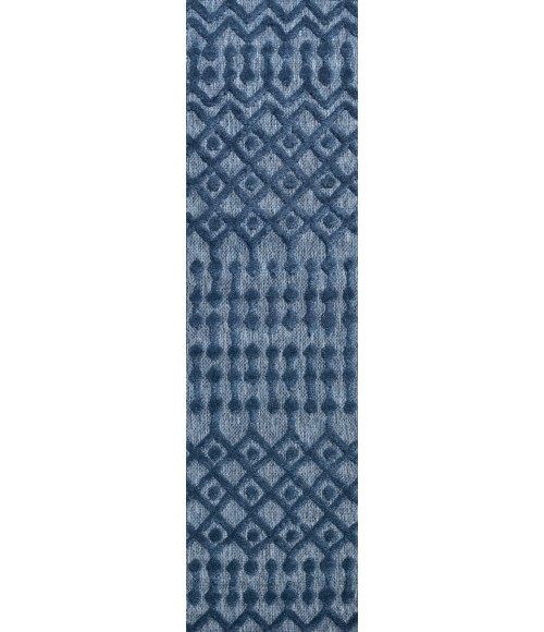 IBIZA Area Rug Peralta Moroccan Diamond Navy 2 ft. x 8 ft. Indoor/Outdoor Runner Rug