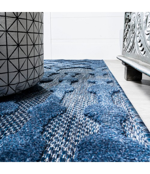 IBIZA Area Rug Peralta Moroccan Diamond Navy 2 ft. x 8 ft. Indoor/Outdoor Runner Rug