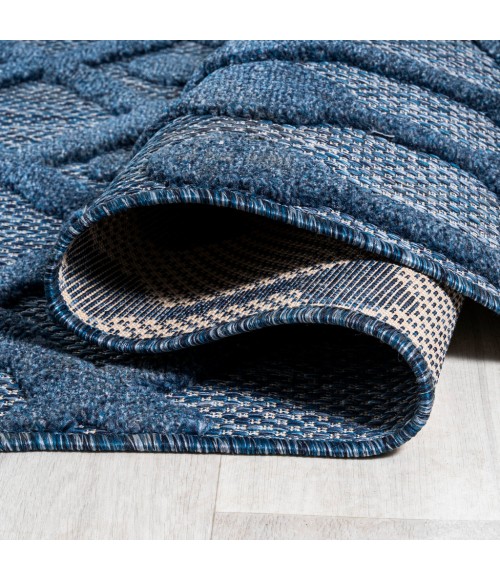 IBIZA Area Rug Peralta Moroccan Diamond Navy 2 ft. x 8 ft. Indoor/Outdoor Runner Rug
