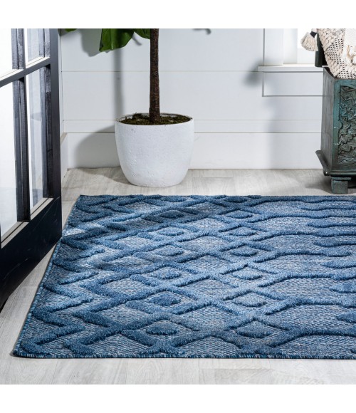 IBIZA Area Rug Peralta Moroccan Diamond Navy 4 ft. x 6 ft. Indoor/Outdoor Area Rug