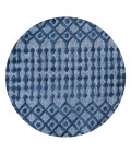 IBIZA Area Rug Peralta Moroccan Diamond Navy 5' Round Indoor/Outdoor Area Rug
