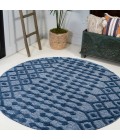 IBIZA Area Rug Peralta Moroccan Diamond Navy 5' Round Indoor/Outdoor Area Rug