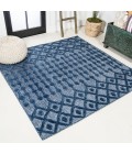 Peralta Moroccan Diamond Navy 5' Square Indoor/Outdoor Area Rug