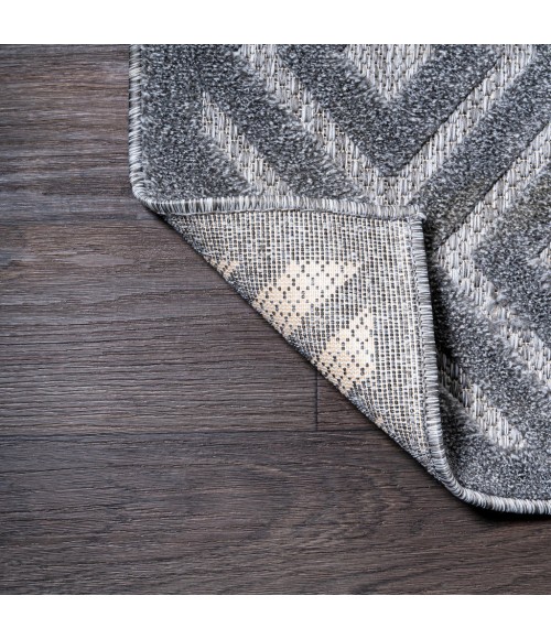 IBIZA Area Rug Portmany Neutral Diamond Trellis Dark Gray 5' Square Indoor/Outdoor Area Rug