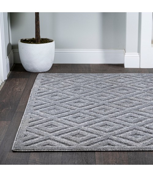 Portmany Neutral Diamond Trellis Dark Gray 4 ft. x 6 ft. Indoor/Outdoor Area Rug