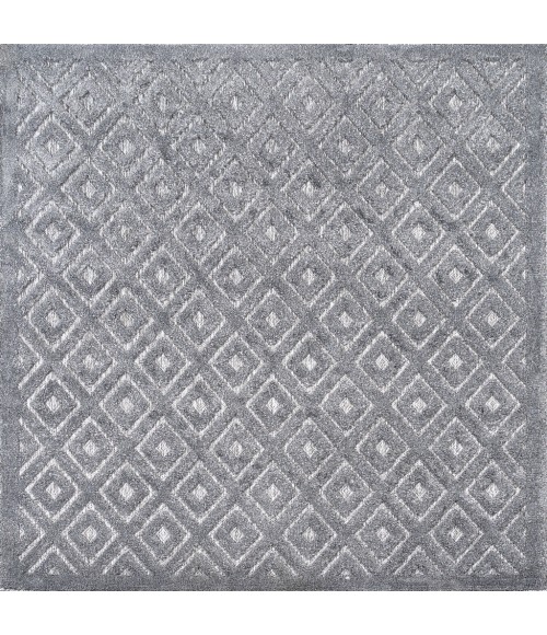 IBIZA Area Rug Portmany Neutral Diamond Trellis Dark Gray 5' Square Indoor/Outdoor Area Rug