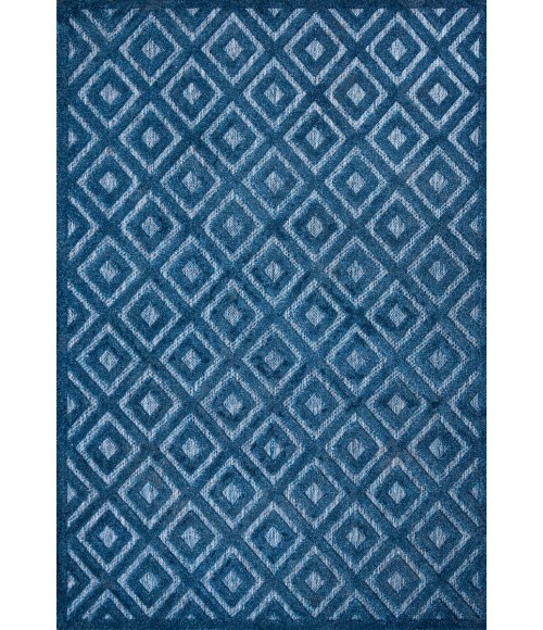 IBIZA Area Rug Portmany Neutral Diamond Trellis Navy 5 ft. x 8 ft. Indoor/Outdoor Area Rug