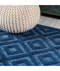 IBIZA Area Rug Portmany Neutral Diamond Trellis Navy 5' Round Indoor/Outdoor Area Rug