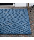 IBIZA Area Rug Portmany Neutral Diamond Trellis Navy 5 ft. x 8 ft. Indoor/Outdoor Area Rug