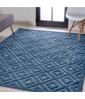 IBIZA Area Rug Portmany Neutral Diamond Trellis Navy 5 ft. x 8 ft. Indoor/Outdoor Area Rug