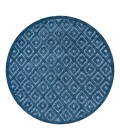 IBIZA Area Rug Portmany Neutral Diamond Trellis Navy 5' Round Indoor/Outdoor Area Rug