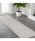 IBIZA Area Rug Portmany Neutral Diamond Trellis Ivory 2 ft. x 8 ft. Indoor/Outdoor Runner Rug