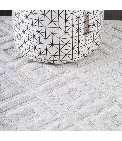 IBIZA Area Rug Portmany Neutral Diamond Trellis Ivory 5' Square Indoor/Outdoor Area Rug