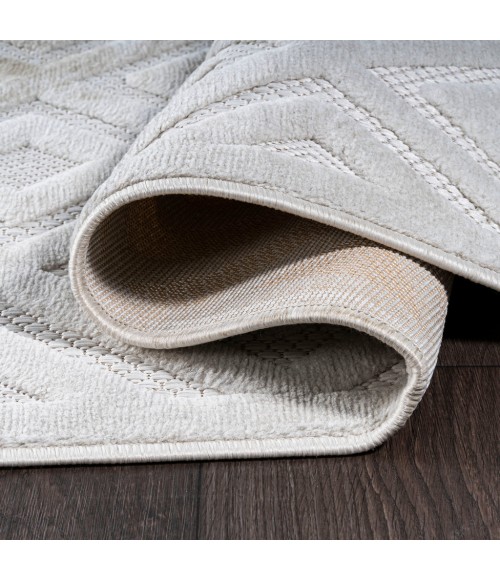 IBIZA Area Rug Portmany Neutral Diamond Trellis Ivory 5' Square Indoor/Outdoor Area Rug