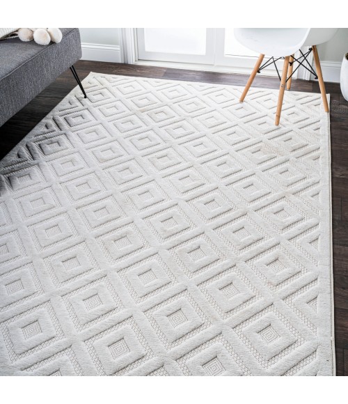 IBIZA Area Rug Portmany Neutral Diamond Trellis Ivory 3 ft. x 5 ft. Indoor/Outdoor Area Rug