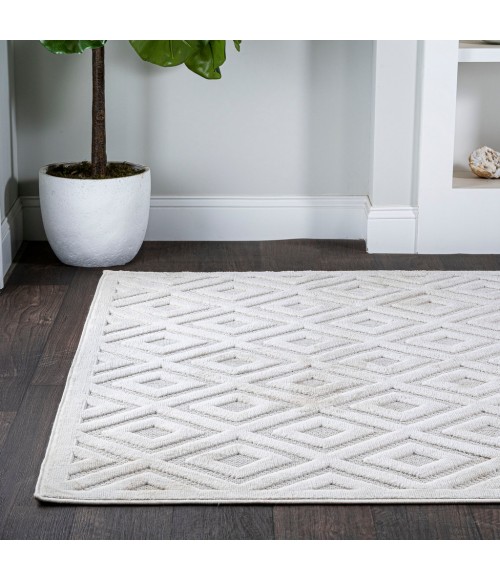 IBIZA Area Rug Portmany Neutral Diamond Trellis Ivory 3 ft. x 5 ft. Indoor/Outdoor Area Rug