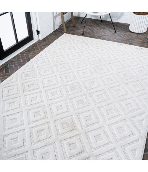 IBIZA Area Rug Portmany Neutral Diamond Trellis Ivory 3 ft. x 5 ft. Indoor/Outdoor Area Rug