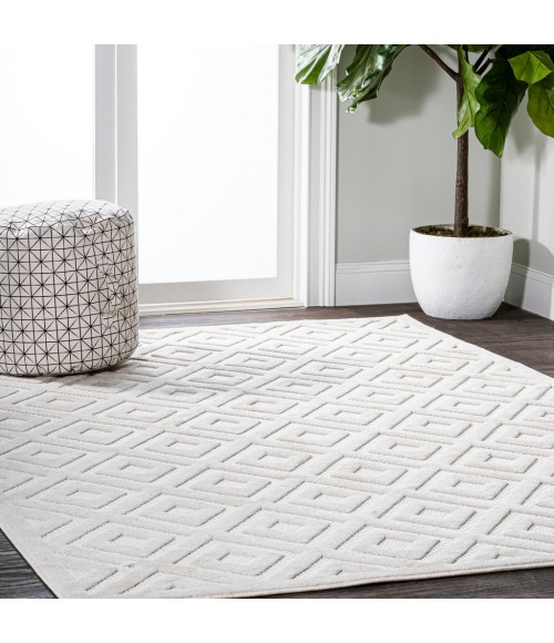 IBIZA Area Rug Portmany Neutral Diamond Trellis Ivory 3 ft. x 5 ft. Indoor/Outdoor Area Rug