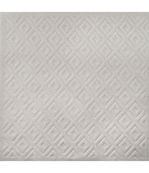 IBIZA Area Rug Portmany Neutral Diamond Trellis Ivory 5' Square Indoor/Outdoor Area Rug