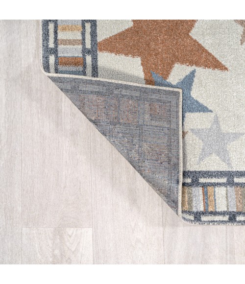 KIDS WASHABLE Area Rug Star Gazer Geometric Machine-Washable Ivory/Blue/Orange 5 ft. x 8 ft. Area Rug