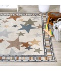 KIDS WASHABLE Area Rug Star Gazer Geometric Machine-Washable Ivory/Blue/Orange 5 ft. x 8 ft. Area Rug