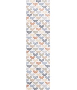 Jonathany Kids Washable KDW101A Ivory/Blue/Orange Area Rug 2 ft. X 7 ft. 10 in. Runner