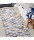 KIDS WASHABLE Area Rug Dila Modern Hearts Geometric Machine-Washable Ivory/Blue/Orange 2 ft. x 8 ft. Runner Rug