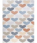 KIDS WASHABLE Area Rug Dila Modern Hearts Geometric Machine-Washable Ivory/Blue/Orange 4 ft. x 6 ft. Area Rug